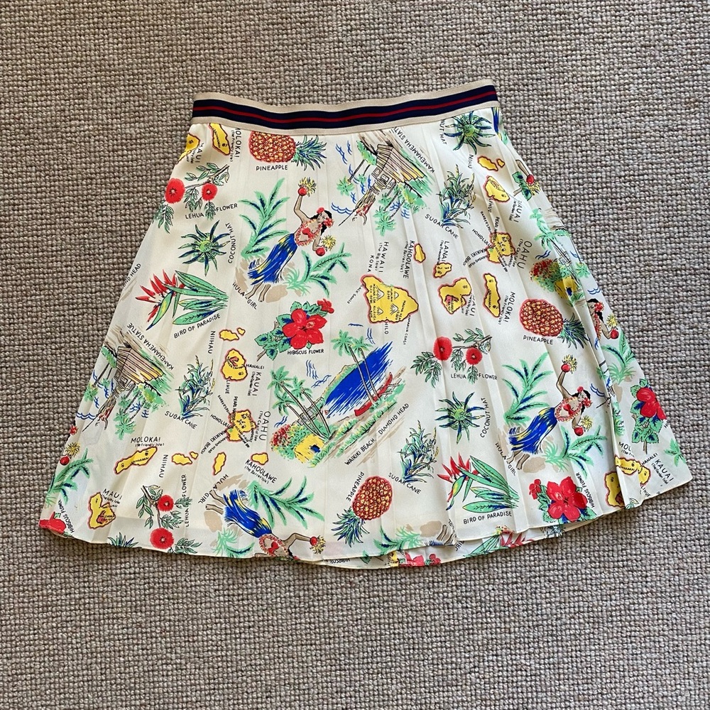 J Crew Factory Hawaii Tropical Pleated Skirt